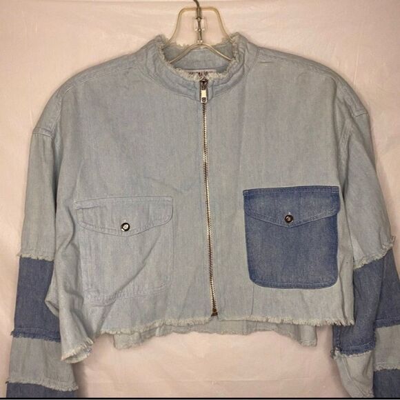 Fashion Nova Denim Patchwork Jacket Size S - Picture 3 of 7